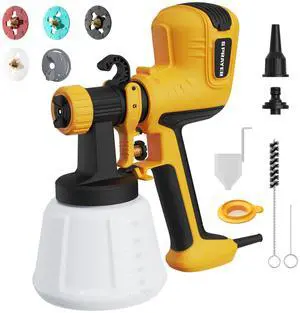 Paint Sprayer, HVLP Spray Gun with Cleaning & Blowing Joint | with 4 Copper Nozzles & 3 Patterns, Paint Sprayers for House Painting, Furniture, Walls, Cabinets, Fence, Door etc.Yellow Paint Sprayer, HVLP Spray Gun with Cleaning & Blowing Joint | with 4 Copper Nozzles & 3 Patterns, Paint Sprayers for House Painting, Furniture, Walls, Cabinets, Fence, Door etc.Yellow