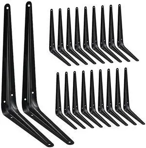 20 Pack Shelf Brackets 12 inches, Heavy Duty Black Iron Metal Floating Shelf Bracket, Rustic Farmhouse Decorative L Brackets for Shelves, Wall Mount Corner Brace for Wood Boards 20 Pack Shelf Brackets 12 inches, Heavy Duty Black Iron Metal Floating Shelf Bracket, Rustic Farmhouse Decorative L Brackets for Shelves, Wall Mount Corner Brace for Wood Boards