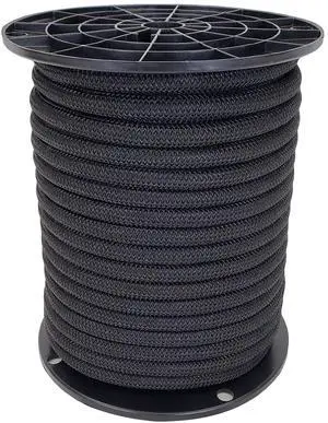 QNR 3/8" Black Shock Cord, Marine Grade Polyester Bungee Cord, 100 ft Spool, UV Resistant Elastic Rope QNR 3/8" Black Shock Cord, Marine Grade Polyester Bungee Cord, 100 ft Spool, UV Resistant Elastic Rope