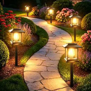Solar Pathway Lights 14-Pack for for Yard Walkways | IP65 waterproof solar landscape lights. High-efficiency panels provide auto dusk-to-dawn glow for yard and driveway security Solar Pathway Lights 14-Pack for for Yard Walkways | IP65 waterproof solar landscape lights. High-efficiency panels provide auto dusk-to-dawn glow for yard and driveway security