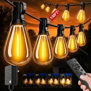 130FT LED Outdoor String Lights with Remote Waterproof Patio Lights with Shatterproof S11 Bulbs, Dimmable Outside Hanging Light Connectable for Porch Backyard Yard Garden Decor 2700K 130FT LED Outdoor String Lights with Remote Waterproof Patio Lights with Shatterproof S11 Bulbs, Dimmable Outside Hanging Light Connectable for Porch Backyard Yard Garden Decor 2700K