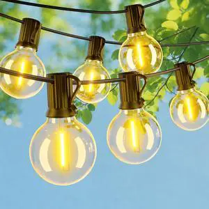 Outdoor String Lights, 55FT Shatterproof LED Patio Lights with 26 Dimmable Plastic G40 Bulbs, 2200K Waterproof Connectable Hanging String for Backyard Cafe Porch Deck E12 Base Outdoor String Lights, 55FT Shatterproof LED Patio Lights with 26 Dimmable Plastic G40 Bulbs, 2200K Waterproof Connectable Hanging String for Backyard Cafe Porch Deck E12 Base