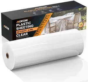6 Mil 10x25 FT Heavy Duty Greenhouse Plastic Sheeting, Clear, 1-Roll | Tear-Proof, Waterproof, UV Protection Plastic Drop Cloth for Industrial Construction Painting Farm Courtyard Covering 6 Mil 10x25 FT Heavy Duty Greenhouse Plastic Sheeting, Clear, 1-Roll | Tear-Proof, Waterproof, UV Protection Plastic Drop Cloth for Industrial Construction Painting Farm Courtyard Covering