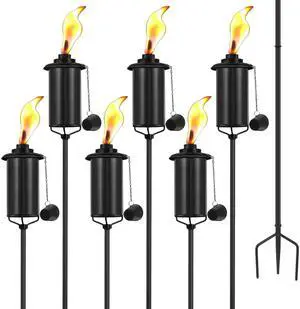 6 Pack Garden Torches, 16 oz Metal Torch for Outside with 3-Prong Grounded Stake, Outdoor Decorative Citronella Torches, 59 inch Garden Décor Torches 6 Pack Garden Torches, 16 oz Metal Torch for Outside with 3-Prong Grounded Stake, Outdoor Decorative Citronella Torches, 59 inch Garden Décor Torches