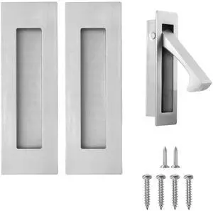 Pocket Door Handles and Edge Pull Brushed Nickel, 6Inch Handles Hardware Latch,Recessed Finger Flush Pulls,for Closet,Sliding,Barn Door Pocket Door Handles and Edge Pull Brushed Nickel, 6Inch Handles Hardware Latch,Recessed Finger Flush Pulls,for Closet,Sliding,Barn Door
