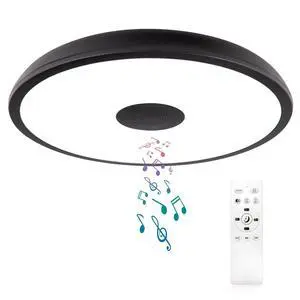 Black Waterproof LED Flush Mount Ceiling Light Fixture,with Bluetooth Speaker,11 Inch,18 watt,Dimmable Music Lamp,RGB Color Changing Light with Remote Control,for Bathroom,Shower,Bedroom Black Waterproof LED Flush Mount Ceiling Light Fixture,with Bluetooth Speaker,11 Inch,18 watt,Dimmable Music Lamp,RGB Color Changing Light with Remote Control,for Bathroom,Shower,Bedroom