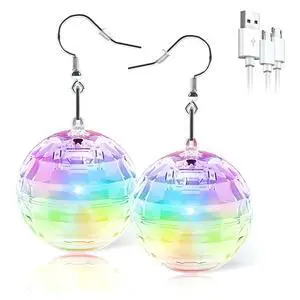 Disco Ball Earrings 16 Light Modes Rechargeable Light up Earrings LED Earrings Ball for Women Disco Party Dance Accessories Disco Ball Earrings 16 Light Modes Rechargeable Light up Earrings LED Earrings Ball for Women Disco Party Dance Accessories