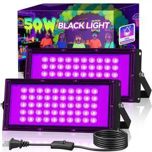 2 Pack 50W LED Black Light, Waterproof Blacklight for Glow Party, Halloween | for Neon Parties, Fluorescent Poster Tapestry, Birthday, Classroom, Bedroom, with Switch&Plug, Outdoor, IP66 2 Pack 50W LED Black Light, Waterproof Blacklight for Glow Party, Halloween | for Neon Parties, Fluorescent Poster Tapestry, Birthday, Classroom, Bedroom, with Switch&Plug, Outdoor, IP66