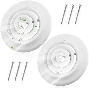 2 Pcs 6" Round Ceiling Diffuser, HVAC Vent Round Cover with Screws | Outer Dimensions: 9-15/16", Replacement Exhaust Fan Covers for Home Office, Sturdy Steel, Easy Installation, Keep Air Fresh 2 Pcs 6" Round Ceiling Diffuser, HVAC Vent Round Cover with Screws | Outer Dimensions: 9-15/16", Replacement Exhaust Fan Covers for Home Office, Sturdy Steel, Easy Installation, Keep Air Fresh
