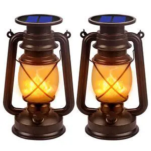 Solar Lanterns Outdoor Waterproof 2 Pack LED Flickering Flame Light | Vintage Hanging Solar Lanterns Decorative Outdoor for Patio Garden Porch Decor Yard Pathway Camping Table Holiday Halloween Solar Lanterns Outdoor Waterproof 2 Pack LED Flickering Flame Light | Vintage Hanging Solar Lanterns Decorative Outdoor for Patio Garden Porch Decor Yard Pathway Camping Table Holiday Halloween