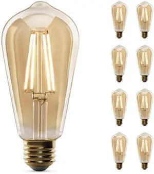 Vintage Exposed Straight Filament Amber Clear Glass LED ST19, 60W Equivalent, 400 Lumen, Dimmable, 2100K Warm White, E26 Base, 15,000-Hour, ST19/VG/LED/2/4, 8 Pack Vintage Exposed Straight Filament Amber Clear Glass LED ST19, 60W Equivalent, 400 Lumen, Dimmable, 2100K Warm White, E26 Base, 15,000-Hour, ST19/VG/LED/2/4, 8 Pack