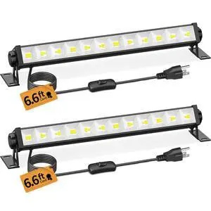 40W LED Shop Lights, 5400LM Plug in Garage Light, 6000K Daylight, 2 Pack | 6.6FT Cord, Switch, Work Lights for Garage, Workshop, Workbench, Basement, Shed, Indoor 40W LED Shop Lights, 5400LM Plug in Garage Light, 6000K Daylight, 2 Pack | 6.6FT Cord, Switch, Work Lights for Garage, Workshop, Workbench, Basement, Shed, Indoor