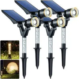 Solar Spot Lights Outdoor Waterproof 3000K Lens LED Spotlights | Adjustable Angel Long Range Solar Lights Outdoor for Yard Garden Patio Wall Tree Landscape, Acrylic Lighted Pole, 4 Pack Solar Spot Lights Outdoor Waterproof 3000K Lens LED Spotlights | Adjustable Angel Long Range Solar Lights Outdoor for Yard Garden Patio Wall Tree Landscape, Acrylic Lighted Pole, 4 Pack