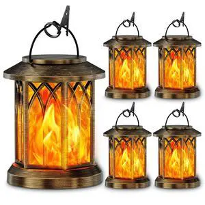 4 Pack Solar Lanterns Outdoor Waterproof, Upgraded Flickering Flame Solar Lantern Lights, Auto On/Off Lanterns Decorative Outdoor, Outdoor Hanging Lantern for Yard Garden Table Decor (Bronze) 4 Pack Solar Lanterns Outdoor Waterproof, Upgraded Flickering Flame Solar Lantern Lights, Auto On/Off Lanterns Decorative Outdoor, Outdoor Hanging Lantern for Yard Garden Table Decor (Bronze)