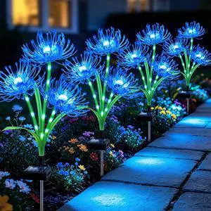 Solar Lights Outdoor, 4 Pack Blue Spider Lily Garden Flower Lights | 3Heads per Stem& Individual Solar Panels, Warm White LED Waterproof Yard Lawn Pathway Decor,Decorative Garden Gifts for Women Solar Lights Outdoor, 4 Pack Blue Spider Lily Garden Flower Lights | 3Heads per Stem& Individual Solar Panels, Warm White LED Waterproof Yard Lawn Pathway Decor,Decorative Garden Gifts for Women