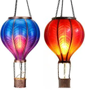 2 Pcs Hot Air Balloon Solar Lantern Outdoor Garden Decor, Waterproof Hanging Solar Lantern with Flickering Flame Light for Yard Tree,Gift for Mom Lovers,18" 2 Pcs Hot Air Balloon Solar Lantern Outdoor Garden Decor, Waterproof Hanging Solar Lantern with Flickering Flame Light for Yard Tree,Gift for Mom Lovers,18"