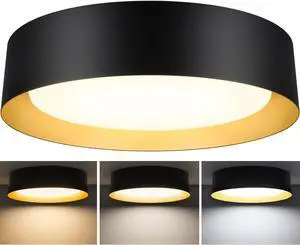 Flush Mount Ceiling Light, 13in Modern Ceiling Light 3/4/5000K | 25W Bathroom Ceiling Light Fixture, Dimmable LED Flush Mount Light for Bedroom, Hallway, Entryway and Kitchen, Black & Gold Flush Mount Ceiling Light, 13in Modern Ceiling Light 3/4/5000K | 25W Bathroom Ceiling Light Fixture, Dimmable LED Flush Mount Light for Bedroom, Hallway, Entryway and Kitchen, Black & Gold