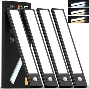 4Pack Under Cabinet Lighting Rechargeable -10" Ultra-Thin Black 3 Color Temps Super Bright, Motion Sensor, Long Lasting - Easy Installation Magnetic Under Closet Lights 4Pack Under Cabinet Lighting Rechargeable -10" Ultra-Thin Black 3 Color Temps Super Bright, Motion Sensor, Long Lasting - Easy Installation Magnetic Under Closet Lights