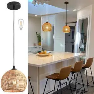 Mini Hemp Rope Woven Pendant Light Woven Light Fixture Boho Chandelier Light Fixture Wicker Pendant Light Rattan Light Pendant Dome Wicker Chandelier for Bedroom Kitchen Island(Bulb Incl.) Mini Hemp Rope Woven Pendant Light Woven Light Fixture Boho Chandelier Light Fixture Wicker Pendant Light Rattan Light Pendant Dome Wicker Chandelier for Bedroom Kitchen Island(Bulb Incl.)