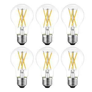Dimmable A19 E26 LED Bulb 60 watt Equivalent, Clear Light Bulbs | 2700K Soft White Vintage Edison Bulbs for Bathroom, Ceiling Fan, 90+CRI, 600LM, 6 Pack Dimmable A19 E26 LED Bulb 60 watt Equivalent, Clear Light Bulbs | 2700K Soft White Vintage Edison Bulbs for Bathroom, Ceiling Fan, 90+CRI, 600LM, 6 Pack