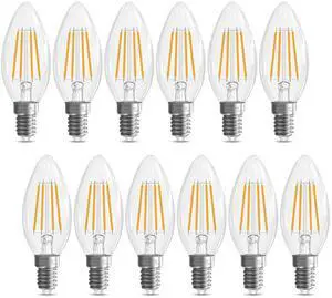 E12 Candelabra Bulb 40 watt Equivalent, E12 LED Bulb Soft White | 2700K Chandelier Light Bulbs, Non-Dimmable B10 Candle Light Bulbs, 400LM, Candelabra Bulbs, 90+CRI, Clear Glass, 12 Pack E12 Candelabra Bulb 40 watt Equivalent, E12 LED Bulb Soft White | 2700K Chandelier Light Bulbs, Non-Dimmable B10 Candle Light Bulbs, 400LM, Candelabra Bulbs, 90+CRI, Clear Glass, 12 Pack