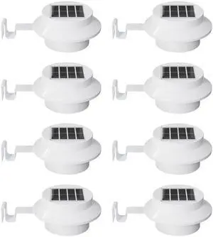 8 Pack White Solar Powered Gutter Lights Outdoor Decorative Waterproof Led Fence Lamp for Lighting Railing, Outside Wall, Deck, Garden, Path, Backyard, Sidewalk, Yard, Patio, No Drilling Installation 8 Pack White Solar Powered Gutter Lights Outdoor Decorative Waterproof Led Fence Lamp for Lighting Railing, Outside Wall, Deck, Garden, Path, Backyard, Sidewalk, Yard, Patio, No Drilling Installation