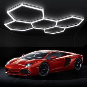 LED Hexagon Garage Lights, 24 Pack Car Garage Light Tubes, 192W, 23040LM, 6500K Super Bright, 5 Grid Systems Car Detailing LED Hex Light for Warehouse Workshop Basement Gym LED Hexagon Garage Lights, 24 Pack Car Garage Light Tubes, 192W, 23040LM, 6500K Super Bright, 5 Grid Systems Car Detailing LED Hex Light for Warehouse Workshop Basement Gym
