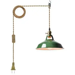 Modern Green Plug-in Pendant Light Macaron Kitchen Hanging Swag Lamp | 10.06"W Metal Barn Shade with On-Off Switch Plug Cord Light for Bedroom Foyer Dining Bar Loft Restaurants Modern Green Plug-in Pendant Light Macaron Kitchen Hanging Swag Lamp | 10.06"W Metal Barn Shade with On-Off Switch Plug Cord Light for Bedroom Foyer Dining Bar Loft Restaurants