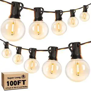 100FT LED Outdoor String Lights Patio Light with 52 Shatterproof G40 Dimmable Globe Bulb, 2-Pack 50FT Waterproof Outside Hanging String Light for Christmas Backyard Porch Balcony Gazebo Party 100FT LED Outdoor String Lights Patio Light with 52 Shatterproof G40 Dimmable Globe Bulb, 2-Pack 50FT Waterproof Outside Hanging String Light for Christmas Backyard Porch Balcony Gazebo Party