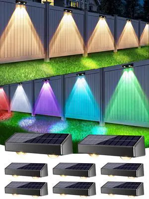 Fence Lights Solar Powered 8 Pack LED Color Changing Outdoor Lights | Warm White/ Cool White/ RGB; 9 Color 11 Mode; Waterproof Lighting Outside Vinyl Fence Wall Railing Lights for Halloween Xmas Fence Lights Solar Powered 8 Pack LED Color Changing Outdoor Lights | Warm White/ Cool White/ RGB; 9 Color 11 Mode; Waterproof Lighting Outside Vinyl Fence Wall Railing Lights for Halloween Xmas