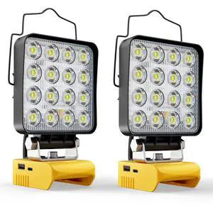 2PCS LED Work Light Compatible with Dewalt 20V Battery, 112W 11200LM Battery Light 20V Cordless Tools, Portable Flood Flashlight with USB A & USB C Output Port(Tool Only) 2PCS LED Work Light Compatible with Dewalt 20V Battery, 112W 11200LM Battery Light 20V Cordless Tools, Portable Flood Flashlight with USB A & USB C Output Port(Tool Only)