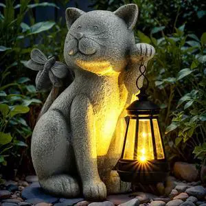 Solar Garden Outdoor Statues Cat with Solar Lantern,Outdoor Cat Figurines Decorations,Lawn Home Decor for Patio, Balcony, Yard Ornament,Unique Housewarming and Birthdays Gifts for Mom Women Grandma Solar Garden Outdoor Statues Cat with Solar Lantern,Outdoor Cat Figurines Decorations,Lawn Home Decor for Patio, Balcony, Yard Ornament,Unique Housewarming and Birthdays Gifts for Mom Women Grandma