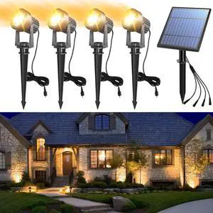 Solar Spot Lights Outdoor 4-in-1 Solar Landscape Lights Dusk to Dawn Solar Uplights IP65 Waterproof 9.8ft Cable Outdoor Spot Lights for Yard Pathway Garden Tree Decoration (Warm White) Solar Spot Lights Outdoor 4-in-1 Solar Landscape Lights Dusk to Dawn Solar Uplights IP65 Waterproof 9.8ft Cable Outdoor Spot Lights for Yard Pathway Garden Tree Decoration (Warm White)