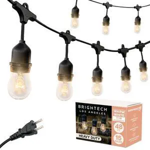 Ambience Pro Incandescent Outdoor String Lights - Commercial Grade Waterproof Patio Lights with 48 Ft Dimmable Edison Bulbs, Porch String Lights for Patio, Backyard - 15 Bulbs 11W Ambience Pro Incandescent Outdoor String Lights - Commercial Grade Waterproof Patio Lights with 48 Ft Dimmable Edison Bulbs, Porch String Lights for Patio, Backyard - 15 Bulbs 11W