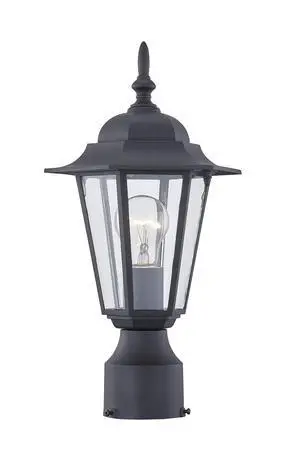 Outdoor Post Light, Pole Lantern, E26 Base 60W Max, Aluminum Housing Plus Glass, Wet Location Rated, ETL Qualified, Bulbs not Included, Black Outdoor Post Light, Pole Lantern, E26 Base 60W Max, Aluminum Housing Plus Glass, Wet Location Rated, ETL Qualified, Bulbs not Included, Black