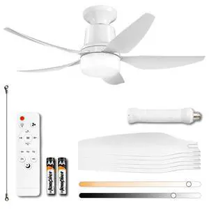 30" Socket Fan Light with Remote, Ceiling Fans with Light, Low Profile Flush Mount Ceiling Fan, 4 Speeds, 3000K-6000K Dimmable LED, Quiet Energy-Saving Motor, E26 Easy Install for Bedroom, Living Room 30" Socket Fan Light with Remote, Ceiling Fans with Light, Low Profile Flush Mount Ceiling Fan, 4 Speeds, 3000K-6000K Dimmable LED, Quiet Energy-Saving Motor, E26 Easy Install for Bedroom, Living Room