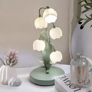 Green Flower Lamp for Home,5 Lily of The Valley Vintage Table Lamps | 3 Colors Modes Kawaii Bedside Lamp Decor,with G4 Bulb Nightstand Light for Living Room Office Bedroom Green Flower Lamp for Home,5 Lily of The Valley Vintage Table Lamps | 3 Colors Modes Kawaii Bedside Lamp Decor,with G4 Bulb Nightstand Light for Living Room Office Bedroom