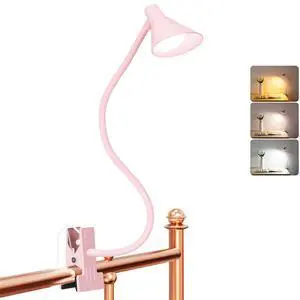 Pink Small Desk Lamp Clip on LED Reading Light for Bed | 3 Color Modes 10 Dimmable Brightness, Book in Bed Headboard, Flexible Reading Lamp with Clamp BL08 Pink Small Desk Lamp Clip on LED Reading Light for Bed | 3 Color Modes 10 Dimmable Brightness, Book in Bed Headboard, Flexible Reading Lamp with Clamp BL08