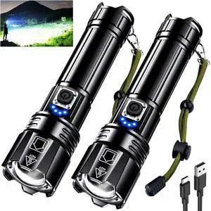 Rechargeable LED Flashlight 99000 High Lumens, Super Bright Flashlights with Zoomable & USB C Rechargeable & 5 Light Mode & IPX7 Waterproof, Powerful Flash Light for Home, Hiking, Camping Rechargeable LED Flashlight 99000 High Lumens, Super Bright Flashlights with Zoomable & USB C Rechargeable & 5 Light Mode & IPX7 Waterproof, Powerful Flash Light for Home, Hiking, Camping