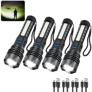 4Pack Rechargeable Flashlights High Lumens, Flash Lights for Home | 700lm Super Bright, 7Mode Adjustable Tactical Design with Pocket Clip, Powerful 12h Runtime, Waterproof for Camping Emergency 4Pack Rechargeable Flashlights High Lumens, Flash Lights for Home | 700lm Super Bright, 7Mode Adjustable Tactical Design with Pocket Clip, Powerful 12h Runtime, Waterproof for Camping Emergency