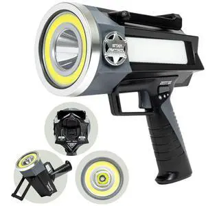 Platinum Rechargeable Spotlight, Tactical Flashlight, 10 Modes | Super Bright Rechargeable Spotlight with 10 Light Modes, Turbo Boost, Phone Charger & Kickstand for Camping & Emergencies Platinum Rechargeable Spotlight, Tactical Flashlight, 10 Modes | Super Bright Rechargeable Spotlight with 10 Light Modes, Turbo Boost, Phone Charger & Kickstand for Camping & Emergencies