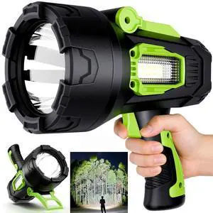 Rechargeable Spotlight,2000000 LM Super Bright Handheld Spot Light LED Flashlight High Lumens,Powered Spotlight Large Searchlight Outdoor with Foldable Tripod for Boating Camping Hunting Rechargeable Spotlight,2000000 LM Super Bright Handheld Spot Light LED Flashlight High Lumens,Powered Spotlight Large Searchlight Outdoor with Foldable Tripod for Boating Camping Hunting