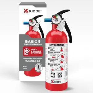 Basic 5 Fire Extinguisher for Home, 5-B:C, FA5G | Residential Fire Extinguisher for Very Small Flammable Liquids/Gases and Electrical Equipment Fires, 2 lb. Dry Chemical Basic 5 Fire Extinguisher for Home, 5-B:C, FA5G | Residential Fire Extinguisher for Very Small Flammable Liquids/Gases and Electrical Equipment Fires, 2 lb. Dry Chemical