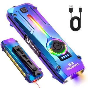 UV Flat EDC Flashlight Rechargeable 1800 High Lumens Pocket Light with RGB,Magnetic Base Small Flashlights with Dual Switch,Stepless Dimming,USB-C Waterproof Work Flash Light for Work,Home,Emergencies UV Flat EDC Flashlight Rechargeable 1800 High Lumens Pocket Light with RGB,Magnetic Base Small Flashlights with Dual Switch,Stepless Dimming,USB-C Waterproof Work Flash Light for Work,Home,Emergencies
