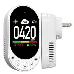 Plug in CO2 Detector Wall, 3-in-1 Air Quality Monitor CO2 Alarm, Digital Display CO2 Monitor, Household Temp Humidity Meter, Real-Time CO2 Level Sensor Alert for Home Office School Garage Plug in CO2 Detector Wall, 3-in-1 Air Quality Monitor CO2 Alarm, Digital Display CO2 Monitor, Household Temp Humidity Meter, Real-Time CO2 Level Sensor Alert for Home Office School Garage