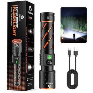 USB C Rechargeable Flashlight High Lumens 100000 Powerful 5.75 Long | Super Bright 30W LED, Long Distance & Long Lasting 12H, Single Click 3-Mode, USB Output & LCD Display, for Hiking Home Travel USB C Rechargeable Flashlight High Lumens 100000 Powerful 5.75 Long | Super Bright 30W LED, Long Distance & Long Lasting 12H, Single Click 3-Mode, USB Output & LCD Display, for Hiking Home Travel