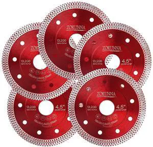 5Pcs 4.5" Diamond Saw Blades, Tile Cutting Blade for Angle Grinder | Clean Cuts with Less Chipping, Smooth Finish for Porcelain Ceramic Granite Tile Marble, Less-Wobble Core, Wet/Dry Cuts 5Pcs 4.5" Diamond Saw Blades, Tile Cutting Blade for Angle Grinder | Clean Cuts with Less Chipping, Smooth Finish for Porcelain Ceramic Granite Tile Marble, Less-Wobble Core, Wet/Dry Cuts