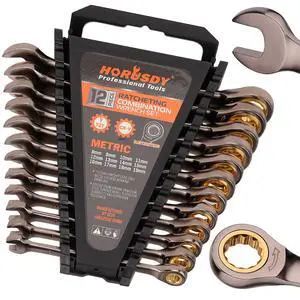 12-Piece Metric Ratcheting Wrench Set | 8-19 mm | Ratchet Combination Wrenches Set with Organizer | 72-Teeth | Chrome Vanadium Steel 12-Piece Metric Ratcheting Wrench Set | 8-19 mm | Ratchet Combination Wrenches Set with Organizer | 72-Teeth | Chrome Vanadium Steel