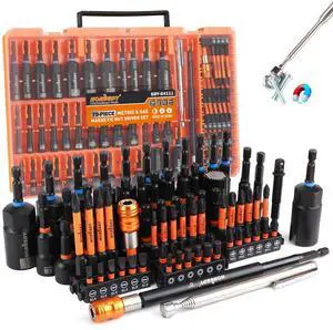 Upgraded 79-Piece Magnetic Impact Nut Driver Set, Metric & SAE with 3LB Magnetic Pickup Tool, Socket Adapters, Wing Nut Driver, Universal Sockets, Quick-Change Bit Holder & Extensions, Power Bits Upgraded 79-Piece Magnetic Impact Nut Driver Set, Metric & SAE with 3LB Magnetic Pickup Tool, Socket Adapters, Wing Nut Driver, Universal Sockets, Quick-Change Bit Holder & Extensions, Power Bits