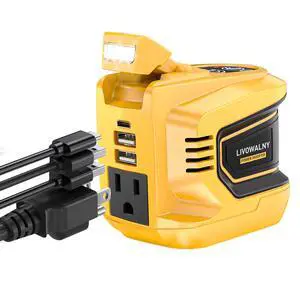 220W-250W Power Inverter, Compatible with DeWALT 20V Battery, DC 20V to AC 110V-120V Portable Power Inverter, 1 AC Outlet, 2 USB Ports & 1 Type-C Port, Adjustable LED Work Light, (Tool Only) 220W-250W Power Inverter, Compatible with DeWALT 20V Battery, DC 20V to AC 110V-120V Portable Power Inverter, 1 AC Outlet, 2 USB Ports & 1 Type-C Port, Adjustable LED Work Light, (Tool Only)